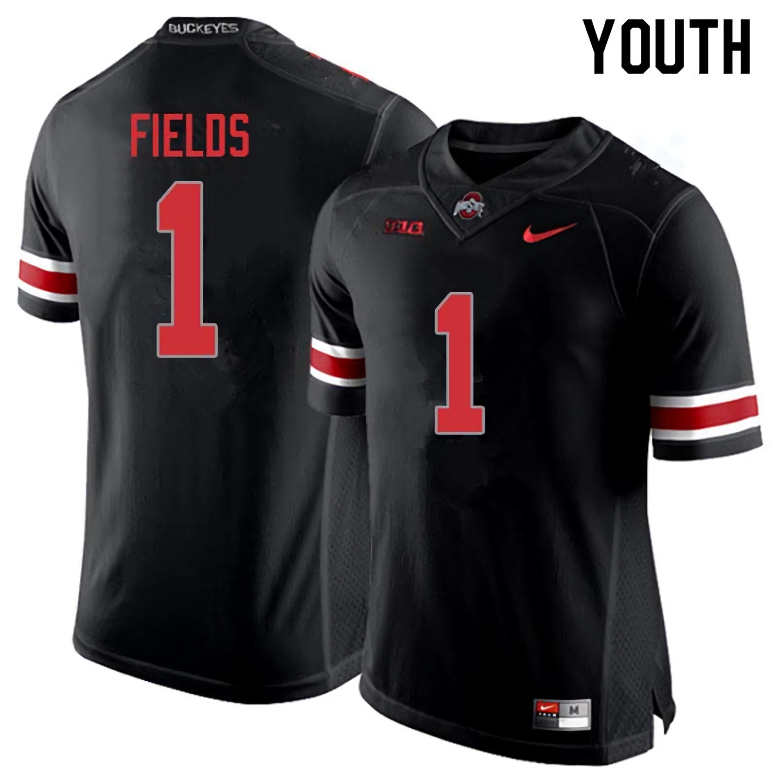 Justin Fields Ohio State Buckeyes Youth NCAA #1 Nike Blackout College Stitched Football Jersey RZC0556EC
